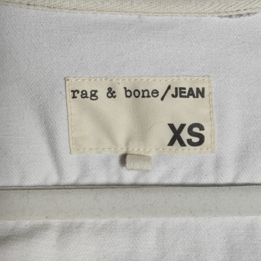 RAG & BONE / JEAN Button Up White Jean Jacket With Gray Hood Size Xsmall - Picture 2 of 16